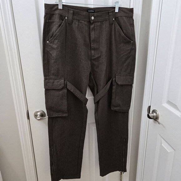 Standard Cloth Cargo Pants Men Large Army Brown Herringbone Military Grunge Punk - Picture 1 of 16